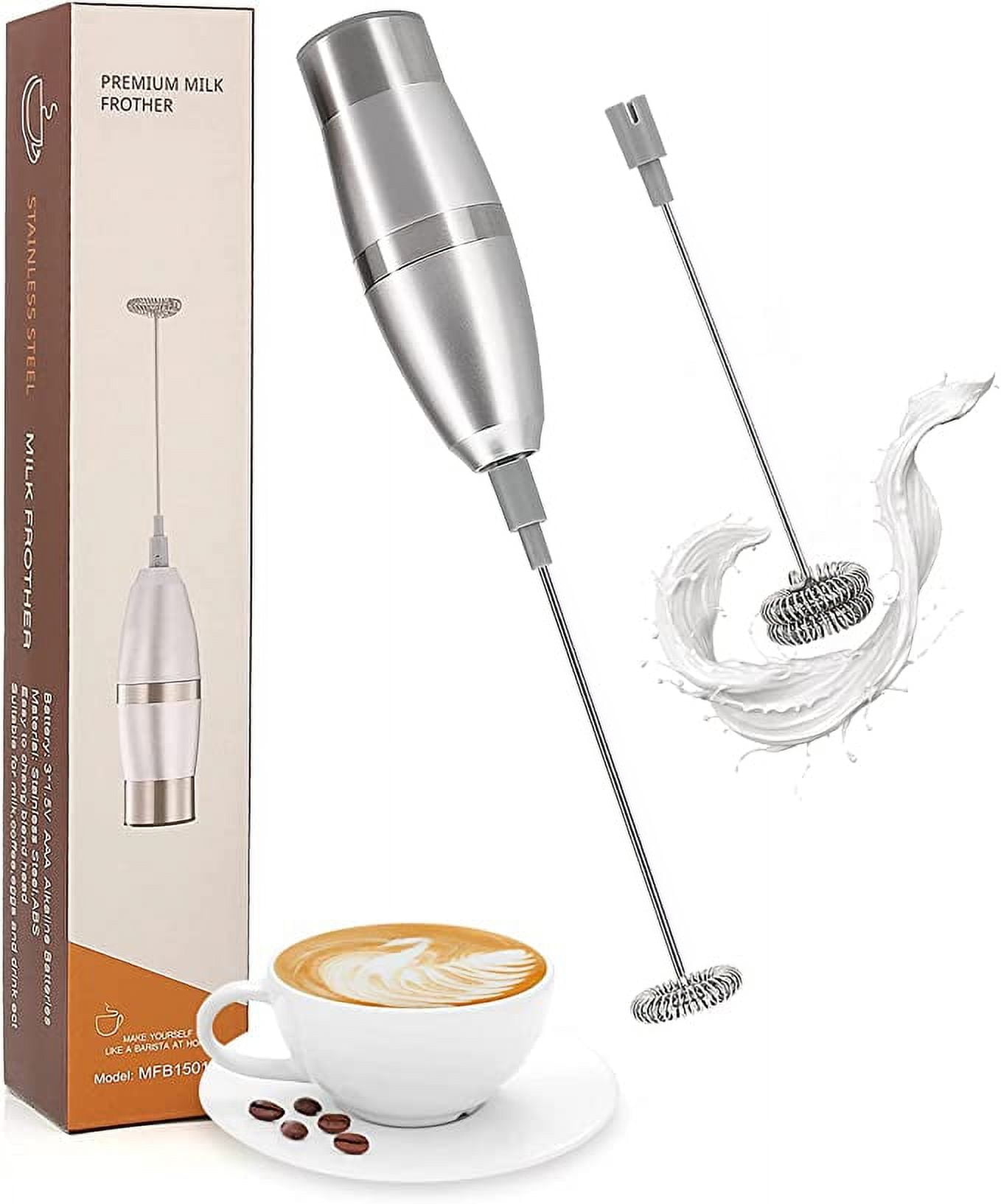 Milk Frother Handheld, Original Foam Maker for Lattes, Automatic Whisk Drink Mixer for Coffee, Mini Electric Foamer Cappuccino, Macchiato, Hot Chocolate, Tea, Frappe, Matcha, Protein Powder Beverage