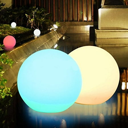 Obell 12 Inches Led Solar Floating Ball Lights 10 Rgb Color Changing Mood Light Outdoor Waterproof Float Globe Garden Lamp Post