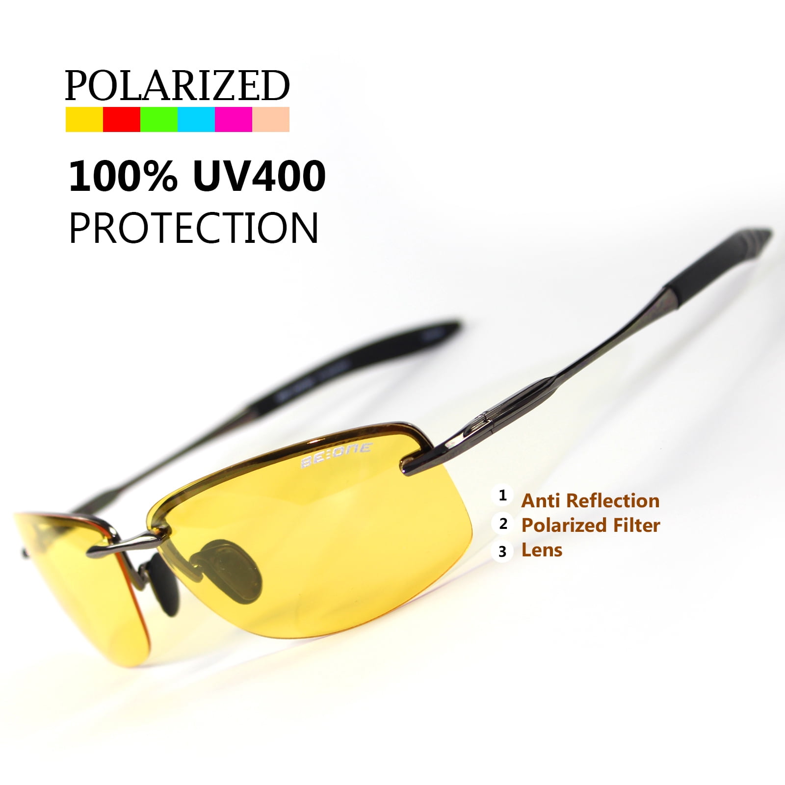 Details about   UV45088PL Polarized Wraparound Sport Sunglasses Yellow lens 