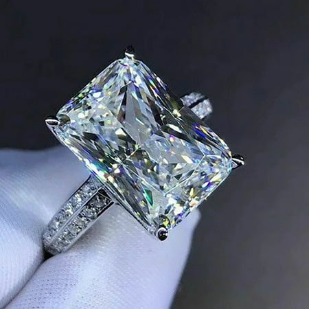 Luxury Princess Solid 925 Sterling Silver Ring For Women Anniversary Gift Jewelry