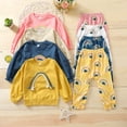 thumbnail image 2 of Toddler Baby Girls 2Pcs Rainbow Outfits Long Sleeve Sweatshirts Tops with Pants Fall Winter Clothes, 2 of 6