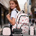 thumbnail image 2 of HUIACONG 17" Red Cherry Girls Backpack with Lunch Box, 4PCS Waterproof School Bag Set for Age 7-13, 2 of 7