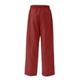 thumbnail image 7 of GUACER Wide Leg Pants for Women Casual Elastic Waist Drawstring Cotton Linen Trendy Trousers Relaxed Palazzo Pants with Pockets, 7 of 7