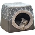 thumbnail image 1 of Cueva para gatos Casa para gatos Cama para gatos Mascota Nido para mascotas Saco de dormir 2 en 1 Cueva para abrazos plegable para cómodo Gris XL Sincero Hogar, 1 of 4