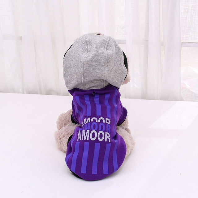 Agiferg Chien à Capuche Imprimé Pull Petit Chien en Peluche Pull Chat Vêtements