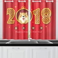 thumbnail image 4 of CADecor Happy Chinese New Year 2018 Year of the Dog Window Treatment Panel Curtains Window Curtain Kitchen Curtain,Two Piece 26x39 Inces, 4 of 4