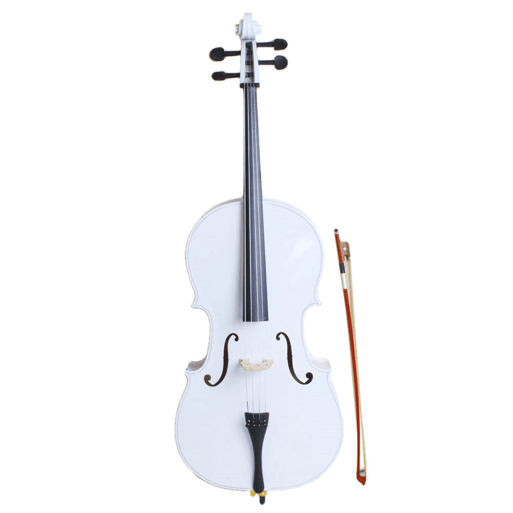 Tcbosik Full-Size Beginner Cello with Bag, 4/4, Acoustic Cello Kit with Bow, Rosin and Bridge, Adults String Musical Instruments, White