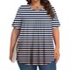 thumbnail image 2 of Tamaño Más Manga Corta Tops para las Mujeres Impreso Manga Corta Sólida Redonda Cuello Plegado Blusa, Poliéster Más Tamaño Superior, Lavado a Mano, 2 of 6