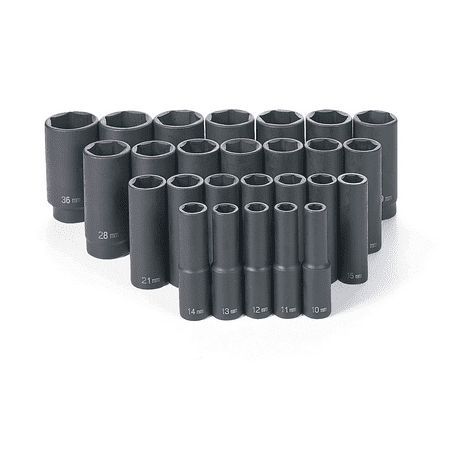 Grey Pneumatic 1326MD 26-Piece 1/2" Drive 6-Point Metric Deep Impact Socket Set