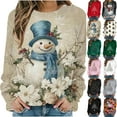 thumbnail image 5 of Women's Vintage Christmas Animal Graphic Round Neck Sweatshirt, Ugly Sweater Long Sleeve Casual Pullover Top, Holiday Party Fashion Blouse,Army Green,S, 5 of 5