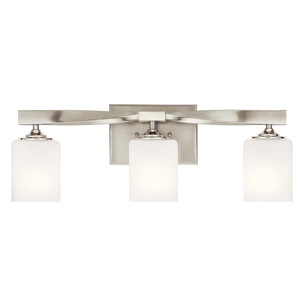 3 Light Soft Vanity Light Approved for Damp Locations with Soft Contemporary Inspirations 8 inches Tall By 22.75 inches Wide-Champagne Bronze Finish