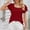 *Wine, variant on ClodeEU Women's Square Neck Short Sleeve Top , Loose Fit Casual Tee with Double Layer Petal Sleeves for Summer Pink,Womens Plus XXL