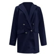 thumbnail image 3 of JURANMO 2024 Fall Long Sleeve Blazers for Women Casual Lapel Collar Double Breasted Blazer Jackets Mid Length Suit Jackets Limited Time Deal Navy XXL, 3 of 5