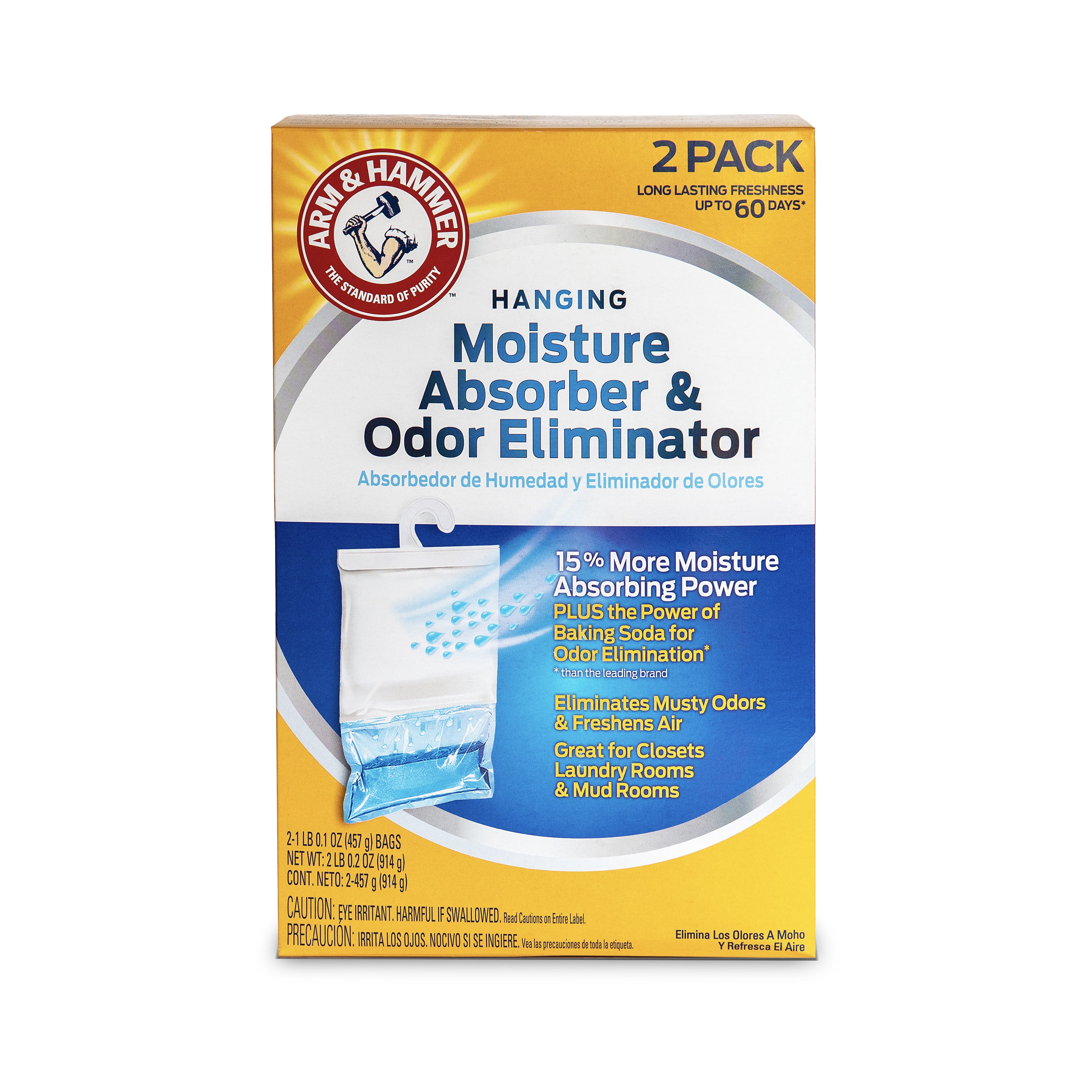 (2 pack) Arm & Hammer Fragrance Free Disposable Storage Moisture Absorber and Odor Eliminator Hanging Bags, 2 Pack