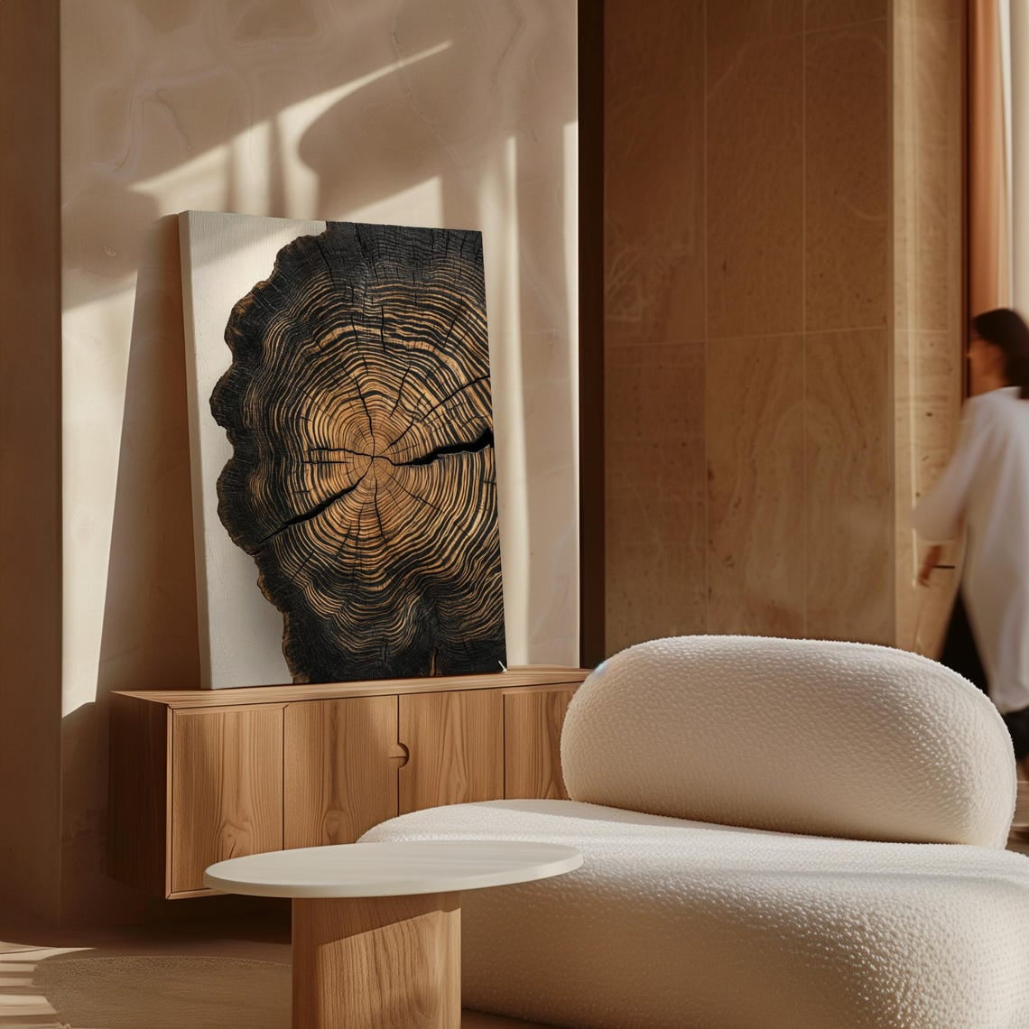Velto Tree Ring Black And Gold Cross Section Modern Rustic Nature Inspired Grain Wall Art Modern Living Room And Office Decor