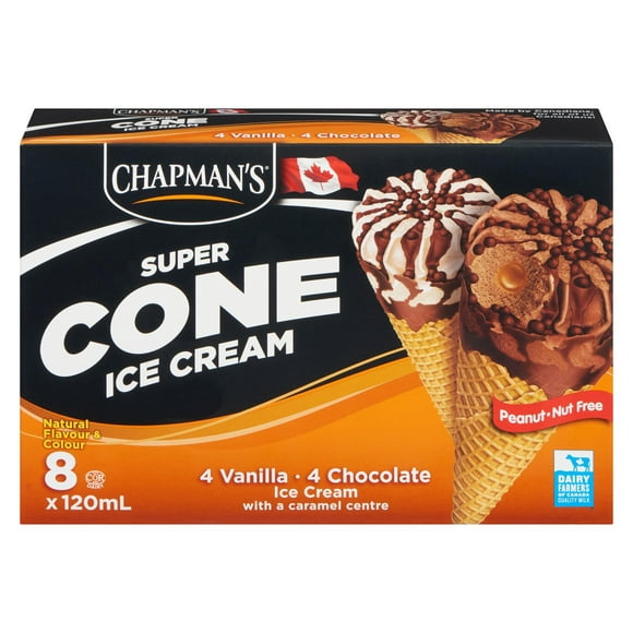 Chapman's Super cornet de crème glacée avec centre au caramel 8 x 120mL