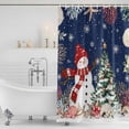 thumbnail image 2 of Navy Blue Christmas Shower Curtain Set - Long 72" x 84" Washable Bathtub Curtain with 12 Hooks, Snowman Xmas Tree Coastal Snowflake Starfish Waterproof Fabric Shower Curtains for Bathroom/Bathtub, 2 of 6