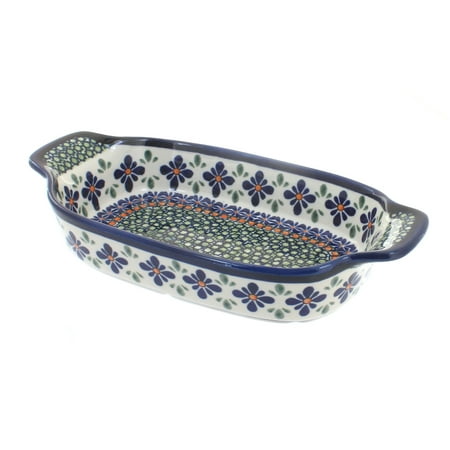 Pottery Leaf Dish - Polish Pottery Mosaic Flower Rectangular Serving Dish