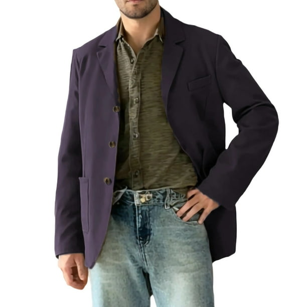 Kalauyu Men's Casual Blazer Lightweight Sport Coats Three Buttons Slim Fit Suit Jacket for Business Wedding Dress