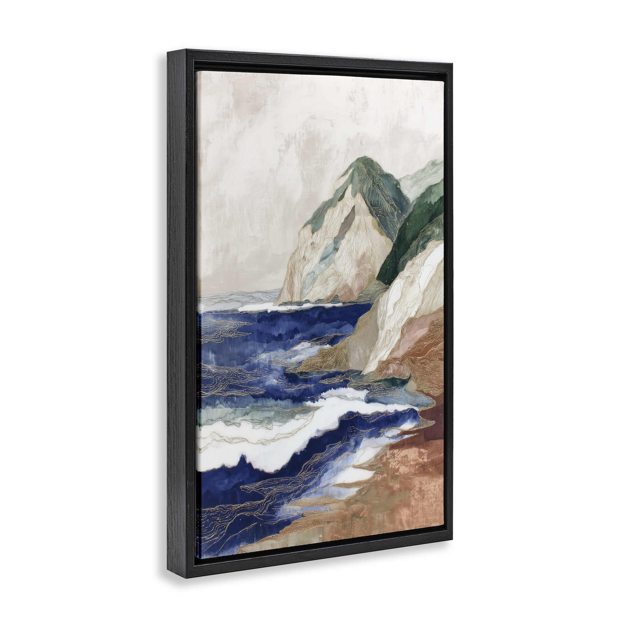 Stupell Industries Cliff Next To The Sea Black Framed Floater Canvas Wall Art, design by Chromatic Storm Studio