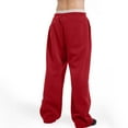 thumbnail image 5 of Domuza Baggy Sweatpants Men Wide Leg Open Bottom Lounge Sweat Pants Casual Stylish Elastic Waist Loose Fit Sport Trousers with Pockets Red XL, 5 of 6