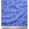 thumbnail image 1 of Soimoi Blue polyester Crepe Fabric Merry Christmas Text Print Fabric by Yard 52 Inch Wide, 1 of 5