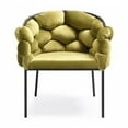 thumbnail image 2 of Pemberly Row 18" Modern Velour Fabric and Metal Dining Chair in Green, 2 of 7