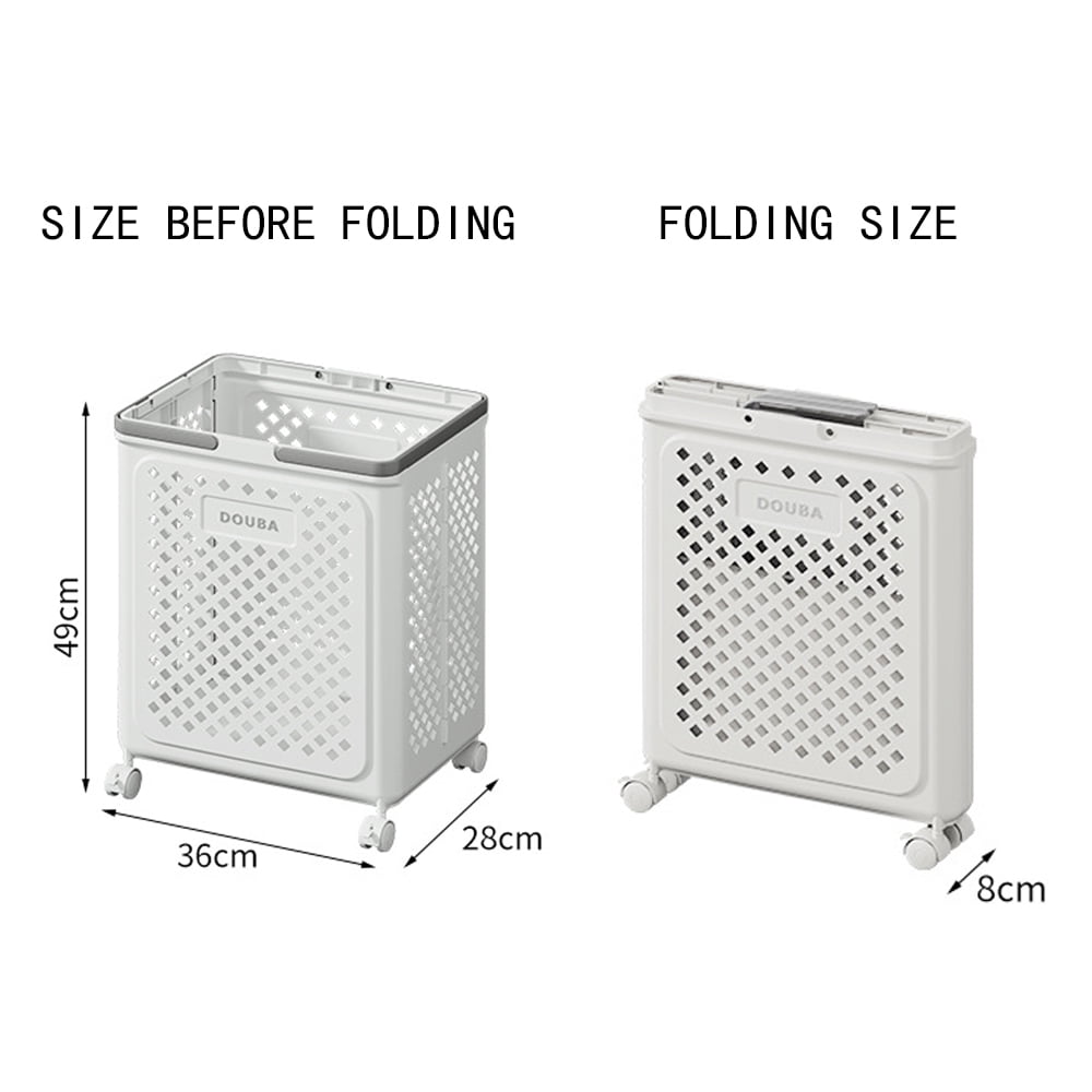 XZKING 50L Foldable Laundry Hamper Rolling Laundry Basket Cart with Wheels Collapsible