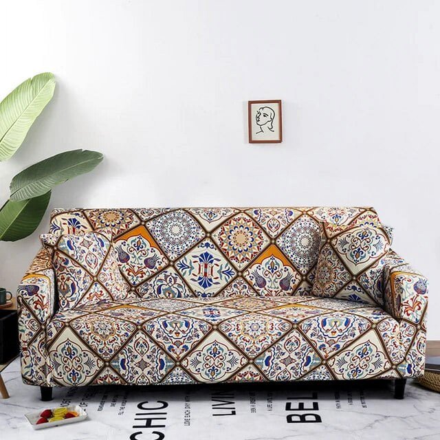 Housse de Sofa Extensible pour Salon, Housse Géométrique, Housse de Canapé Élastique pour Différentes Formes, Housse de Protection contre la Poussière en Forme de L