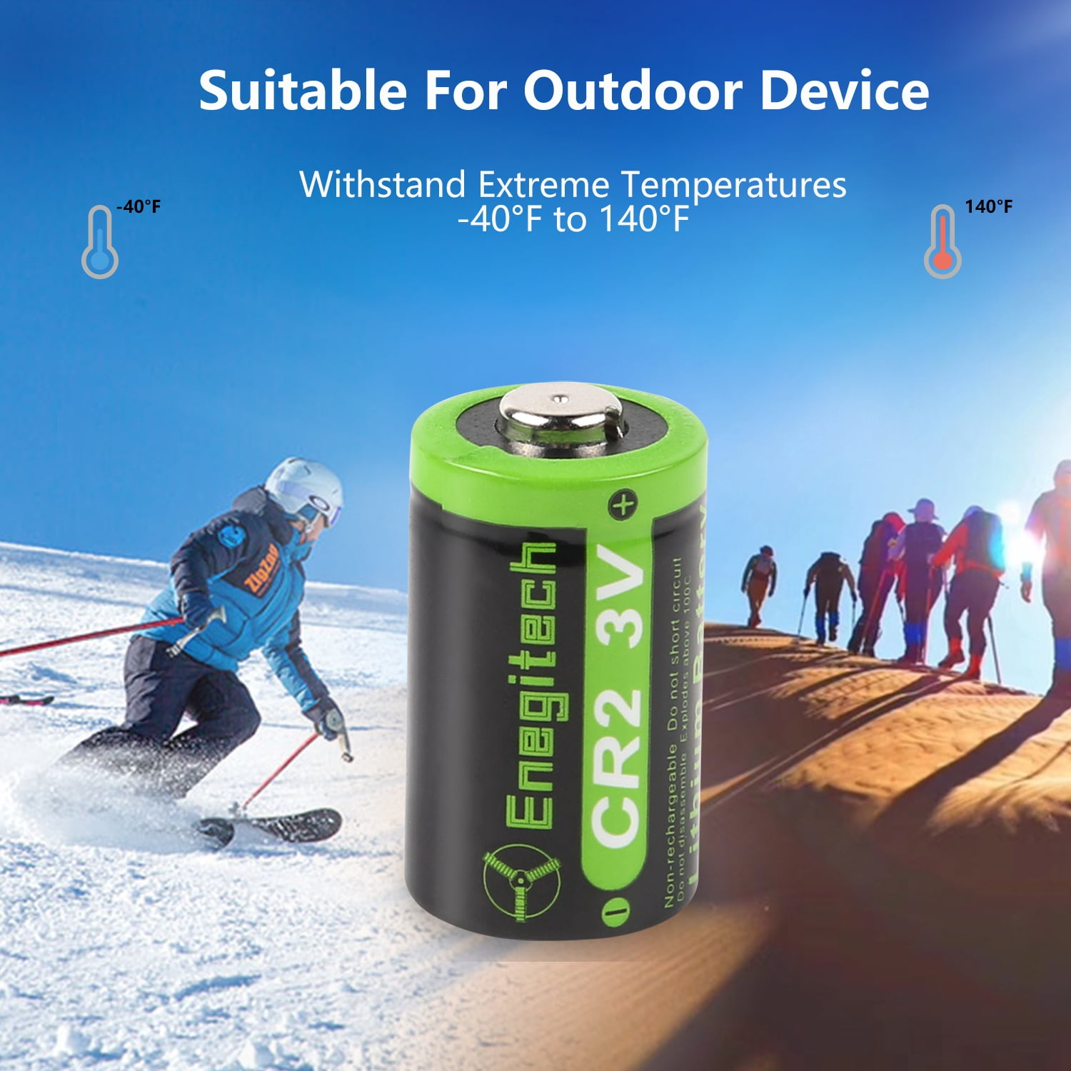 Enegitech CR2 3V Lithium Battery, DL-CR2 for Golf Rangefinder