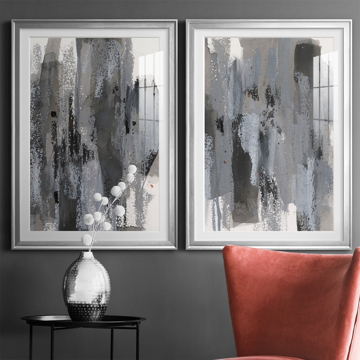 Wexford Home Loft Pastel III Premium Framed Print, 26.5" x 36.5" - Ready to Hang, Silver (Set of 2)