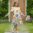 thumbnail image 3 of FKELYI Bohemian Floral Print Ruffle Twirly Dress for Girl Long Sleeve Crew Neck Casual Dress for Party Holiday Spring Fall Playwear for 3-14 Y Girls, 7-8 Y, 3 of 6
