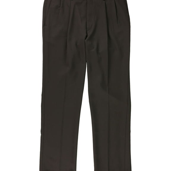 Calvin Klein Mens Solid Dress Pants Slacks, Brown, 35W x UnfinishedL