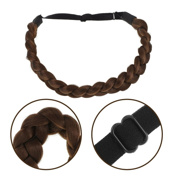HAMPPLIES Braided Wigs 1Pack Hair Braid Headband For Women With Volume Enhancement Brown
