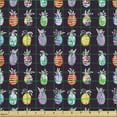 thumbnail image 2 of Ambesonne Fruit Fabric by the Yard Upholstery, Watercolor Modern Pineapples, 3 Yards, Dark Purple Multicolor, 2 of 5
