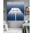 thumbnail image 5 of Navy Blue Ombre Kitchen Curtain and Valance Set 3 Pieces,Rod Pocket Short Tier Curtains 24 Inch Length,Modern Abstract Art Gradient Aesthetics Swag Topper Small Window Treatment for Cafe Bathroom, 5 of 6