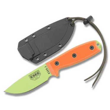 ESEE Knives ESEE 3PM VG Fixed Blade Knife 3.88in Plain Blaze Orange G10 Venom Green