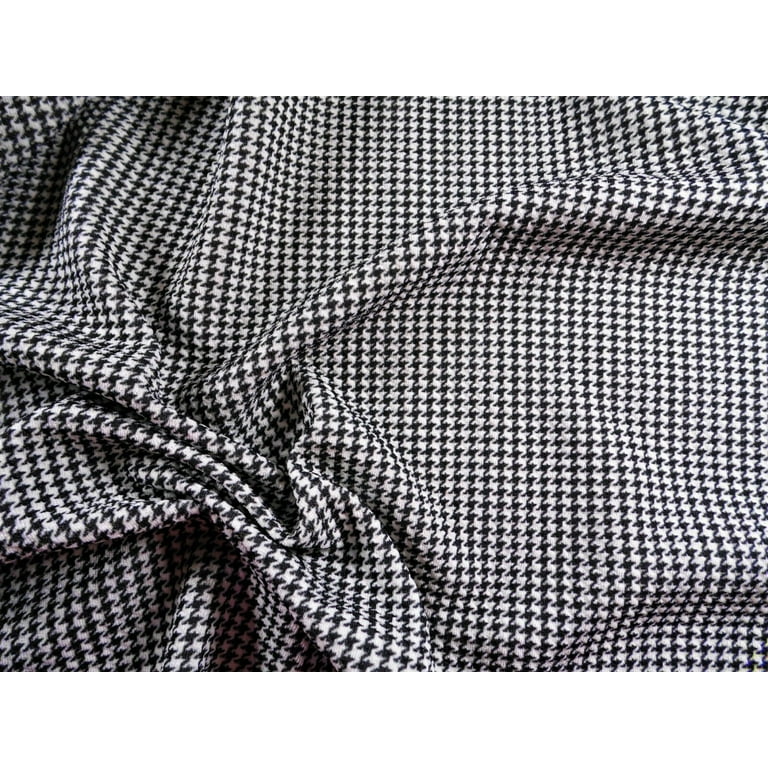 Bullet Printed Liverpool Textured Fabric Stretch Houndstooth Black White  T104 (10 Yard Lot (continuous))
