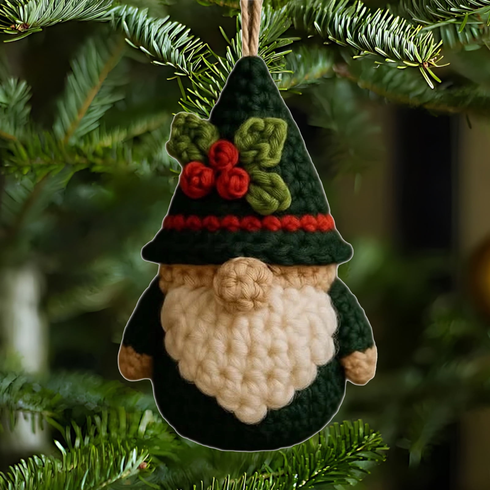 Kit De Crochet Gnome D'Arbre De Noël DIY - 15 Cm, Complet Avec Fil Et Accessoires - Activité Créative Vacances
