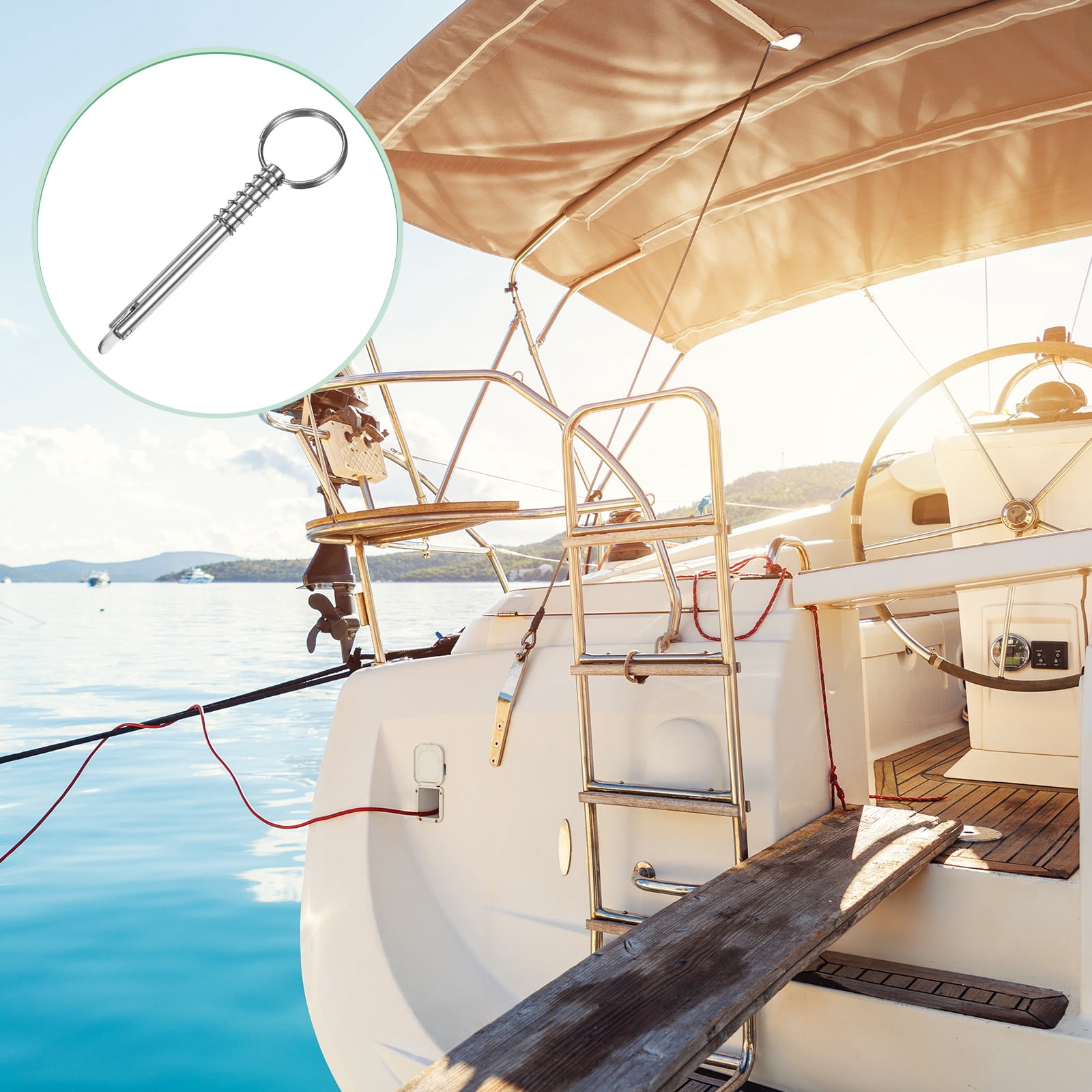 Uxcell 4-Pack Quick Release Pins, 316 Stainless Steel 8mm Dia., 66mm Usage Length Bimini Top Pin with Drop Cam & Spring for Deck Boat/Canopy, Marine Hardware