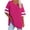 A005 Hot Pink, variant on Auralook Summer Plus Size Tops for Women Short Sleeve Solid Color Patchwork Shirts V Neck Tshirts Casual Tunic Tops