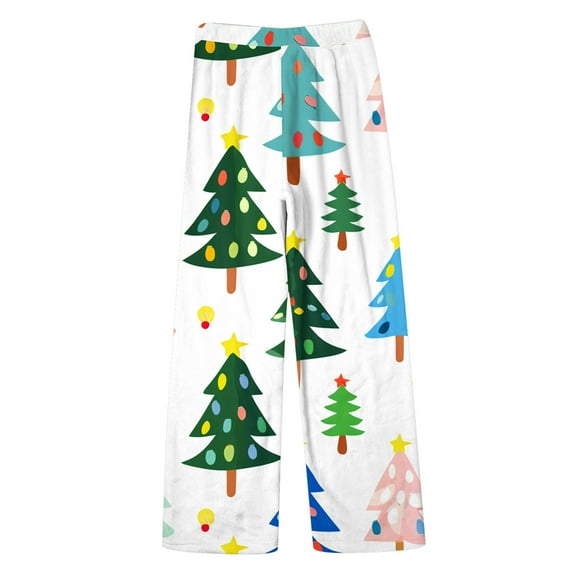 Bmisegm Trendy Women's Casual Trousers Flannel Pajama Pants Anime Design for Comfort in Autumn Winter Seasons Pink L