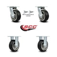 thumbnail image 2 of 5 Inch Rubber on Aluminum Caster Set with Roller Bearings 2 Swivel Lock 2 Rigid, 2 of 2