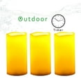 3 Piece Plastic Outdoor Battery Operated Flameless LED Pillar Candles w