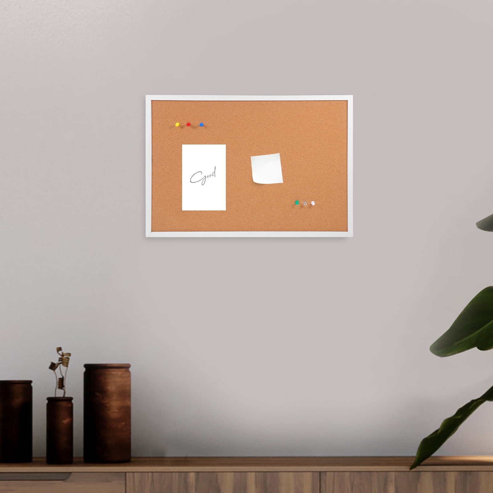 BERTDOMD Small Framed Cork Bulletin Board Set for Office and Home, Blank Message Organizer for Wall Display