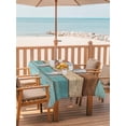 thumbnail image 2 of Outdoor Tablecloth with Umbrella Hole for Patio/Picnic/Party/Camping, Farmhouse Aqua Brown Waterproof Table Cloth Rectangle Table Cover Washable, Vintage Wooden Striped (60"x 120"), 2 of 8