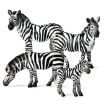 Ksopiavobs Realistic Zebra Figurine Plastic Zebra Family Set Wild Animal Figurine Set for Collection Desktop Decoration, Pack of 4
