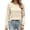 Beige, variant on Womens Cozy Loose Fit Long Sleeve Top For With Color Knit Trim - Casual Autumn Winter Top For Everyday Wear Scrub Jacket, Size XXL