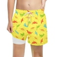 thumbnail image 4 of FASHOFT Boys Swim Trunks with Liner Compression Swim Shorts Stretchy Quick Dry Swimsuit Beach Poor Board Shorts Yellow, 4 of 4
