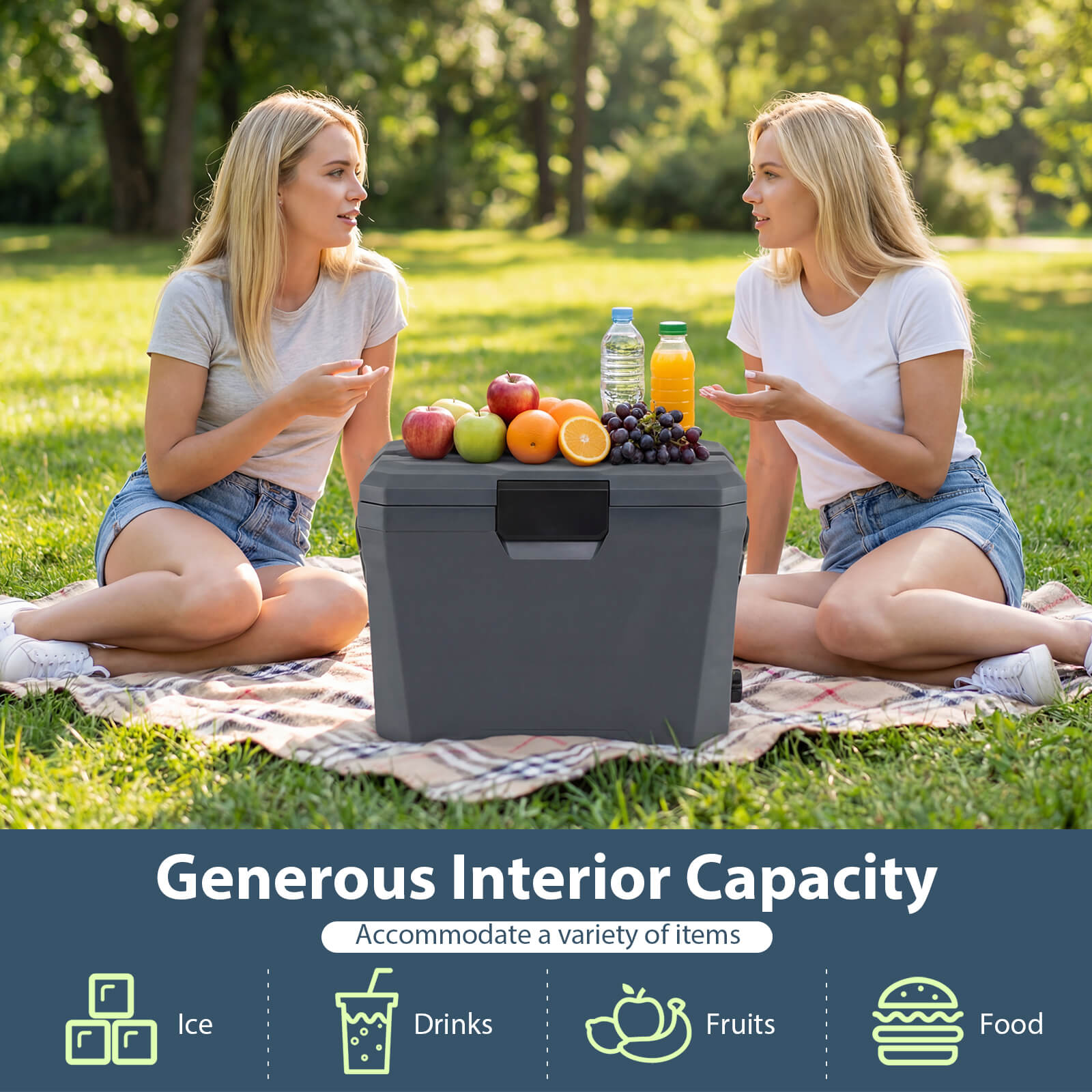 Costway 21 QT Hielera Portátil Aislada, Carcasa Rígida con 2 Portavasos, Gris 6